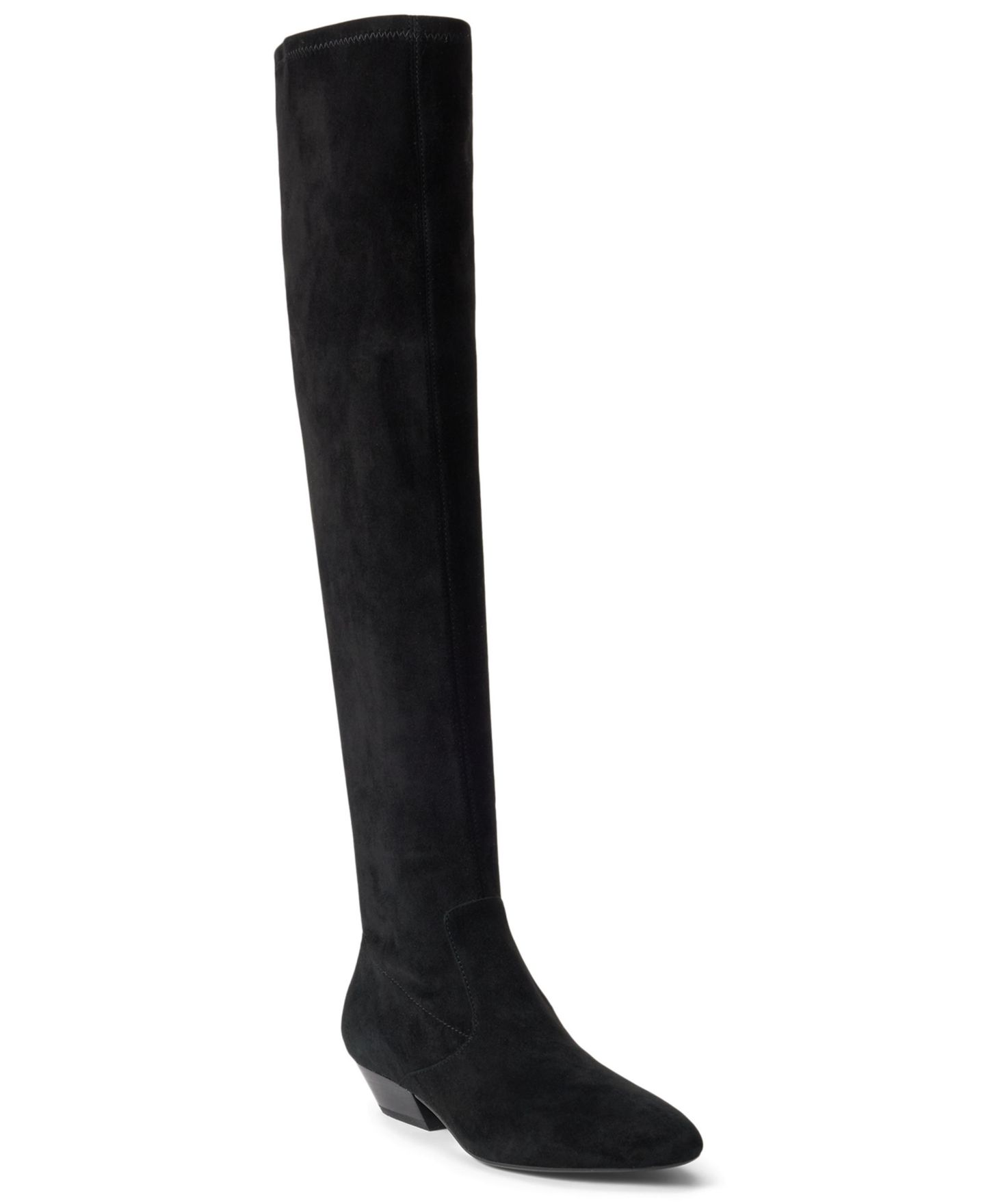 Женские ботинки Lauren Ralph Lauren Weslee Stretch Zipper Tall, цвет: Чёрный замшевый — фото 1