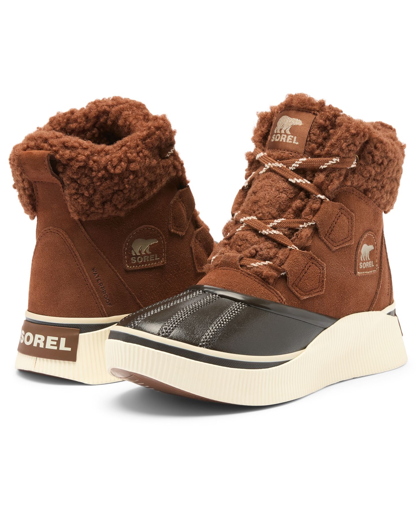 Женские ботинки Sorel Out N About IV Chillz Waterproof Lace-Up Booties, цвет: Каштаново-рыжий / Чёрный — фото 9
