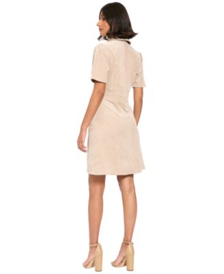 a line mini dress with short sleeves London Times Women's Short-Sleeve Collared A-Line MERMAID Elegant Ribbon Halter Maxi Size:XXS/XS Deep pockets