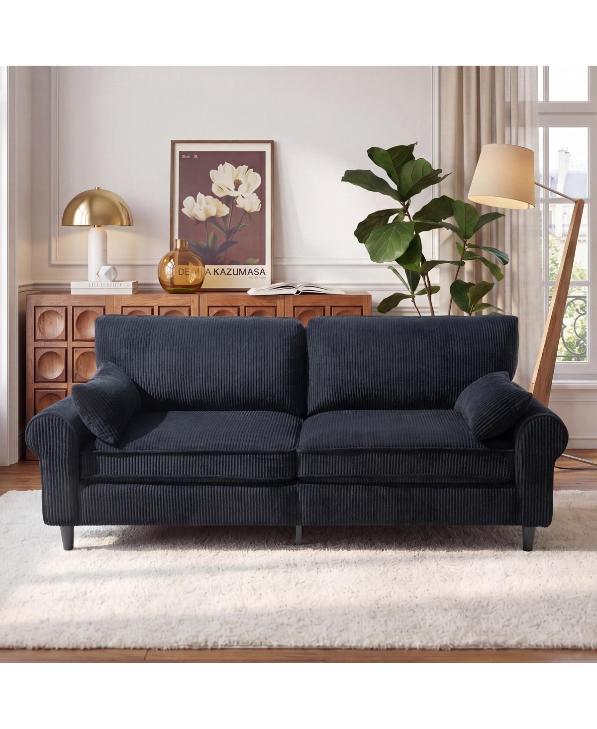 Streamdale Furniture 80.7" Corduroy 2-Seater Loveseat with Rolled Armrests