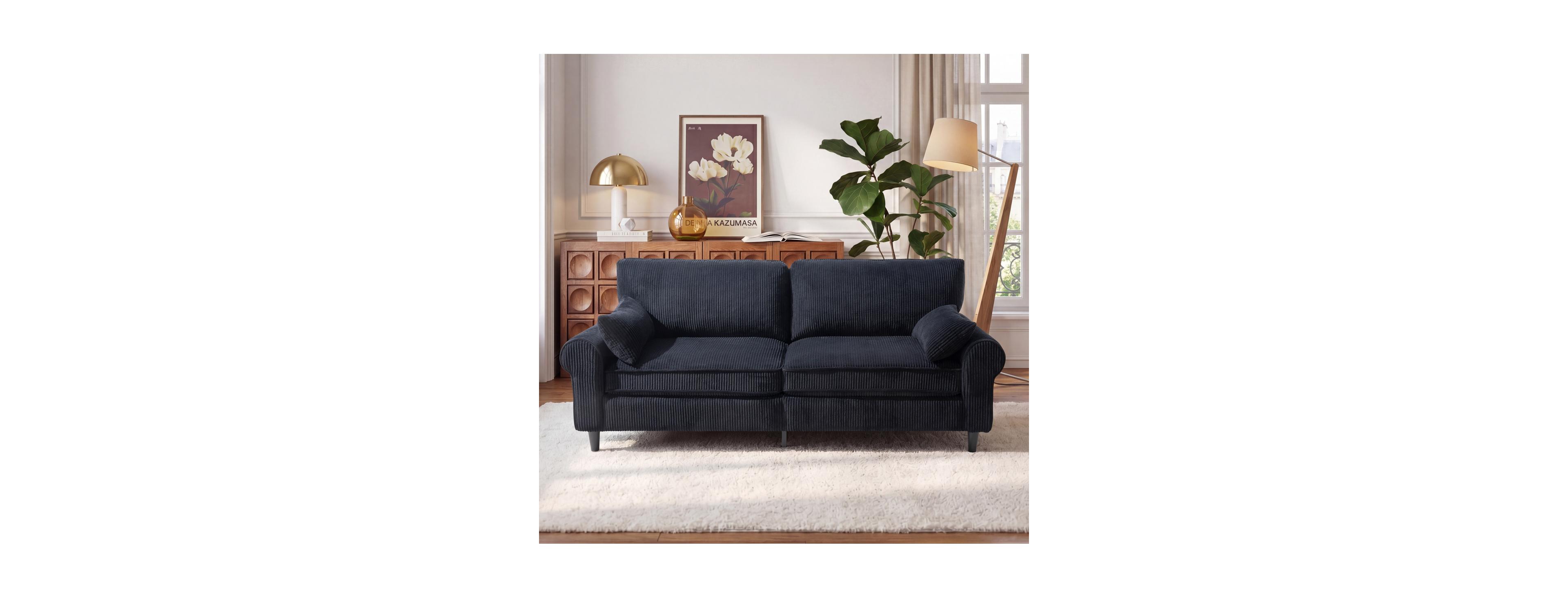 Streamdale Furniture 80.7" Corduroy 2-Seater Loveseat with Rolled Armrests