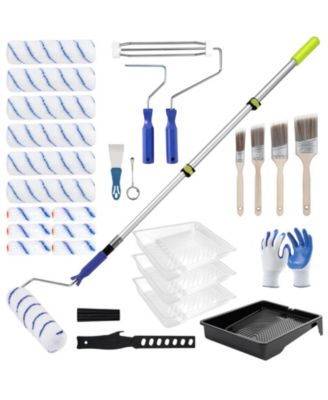 Paint Roller Kit Extension Pole Covers Tray Brushes Accessories