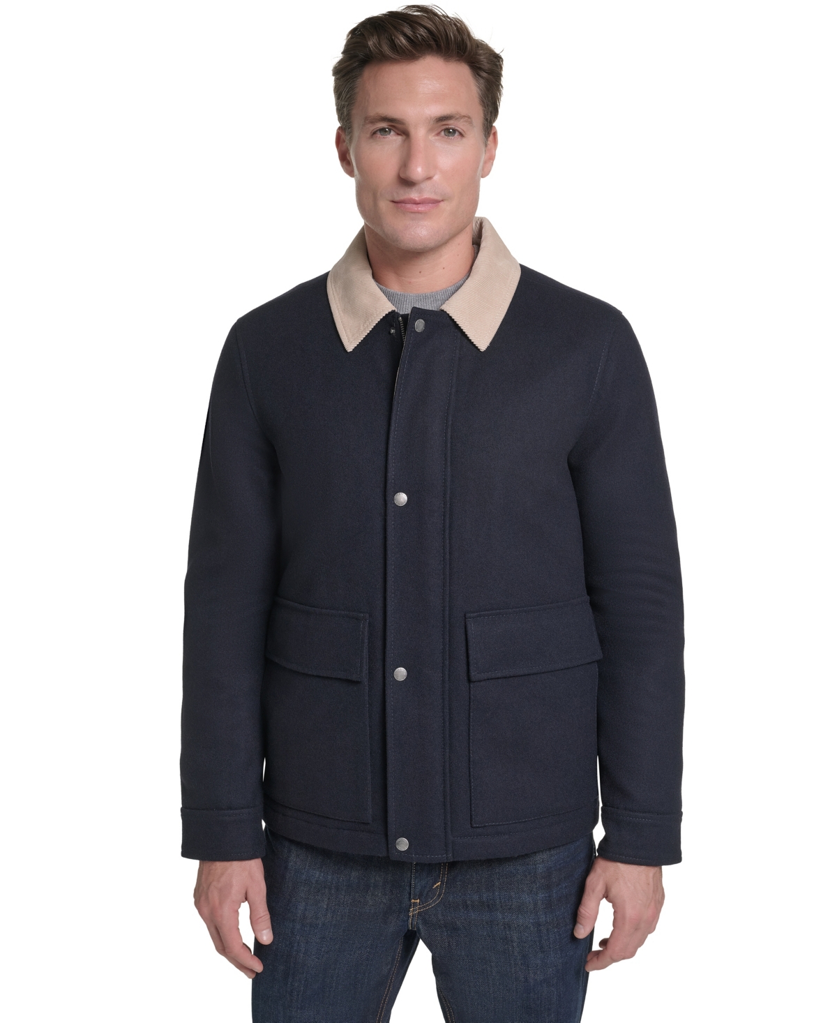 Cole Haan Men's Front-Zip Melton Wool Jacket