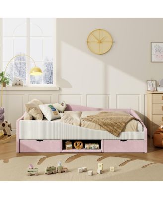  Upholstered Daybed Frame with 2 Storage Drawers