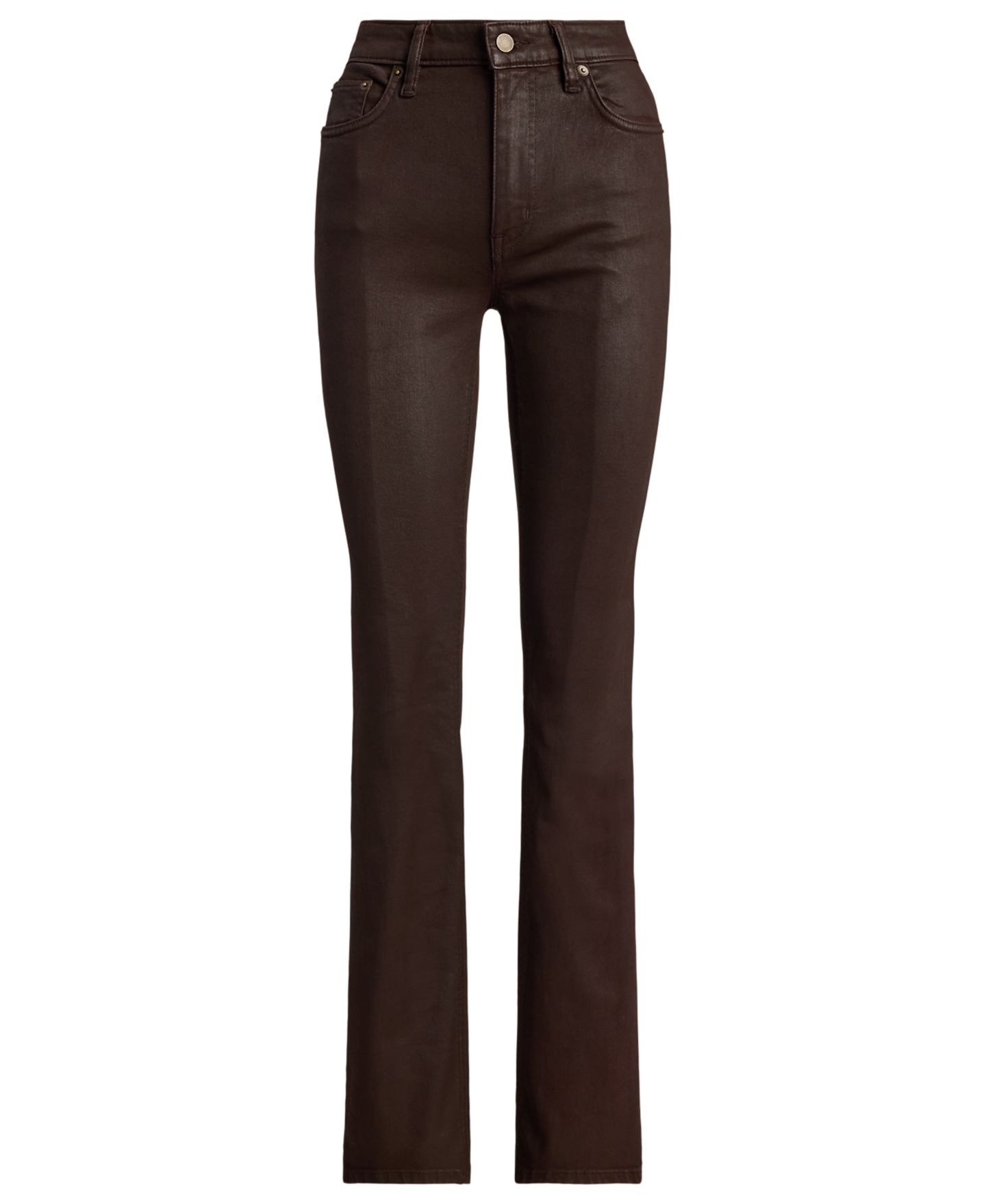 Женские джинсы Lauren Ralph Lauren High-Rise Bootcut Coated, цвет: Коричневый — фото 6