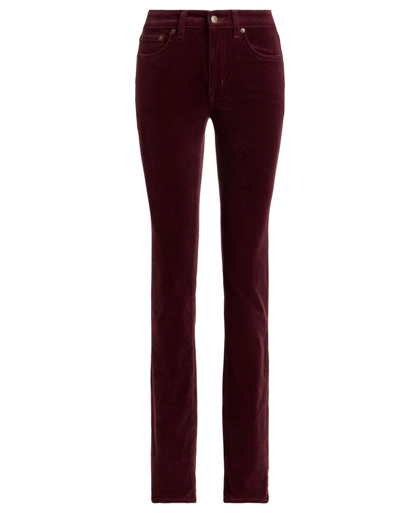 Женские брюки Lauren Ralph Lauren Petite Mid-Rise Slim-Straight Corduroy, цвет: Тёмный гранатовый — фото 6