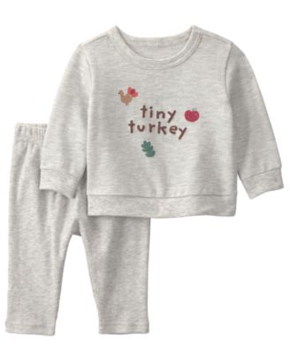 Baby Boys' and Girls' Tiny Turkey French Terry Top and Pants, 2-Piece Set