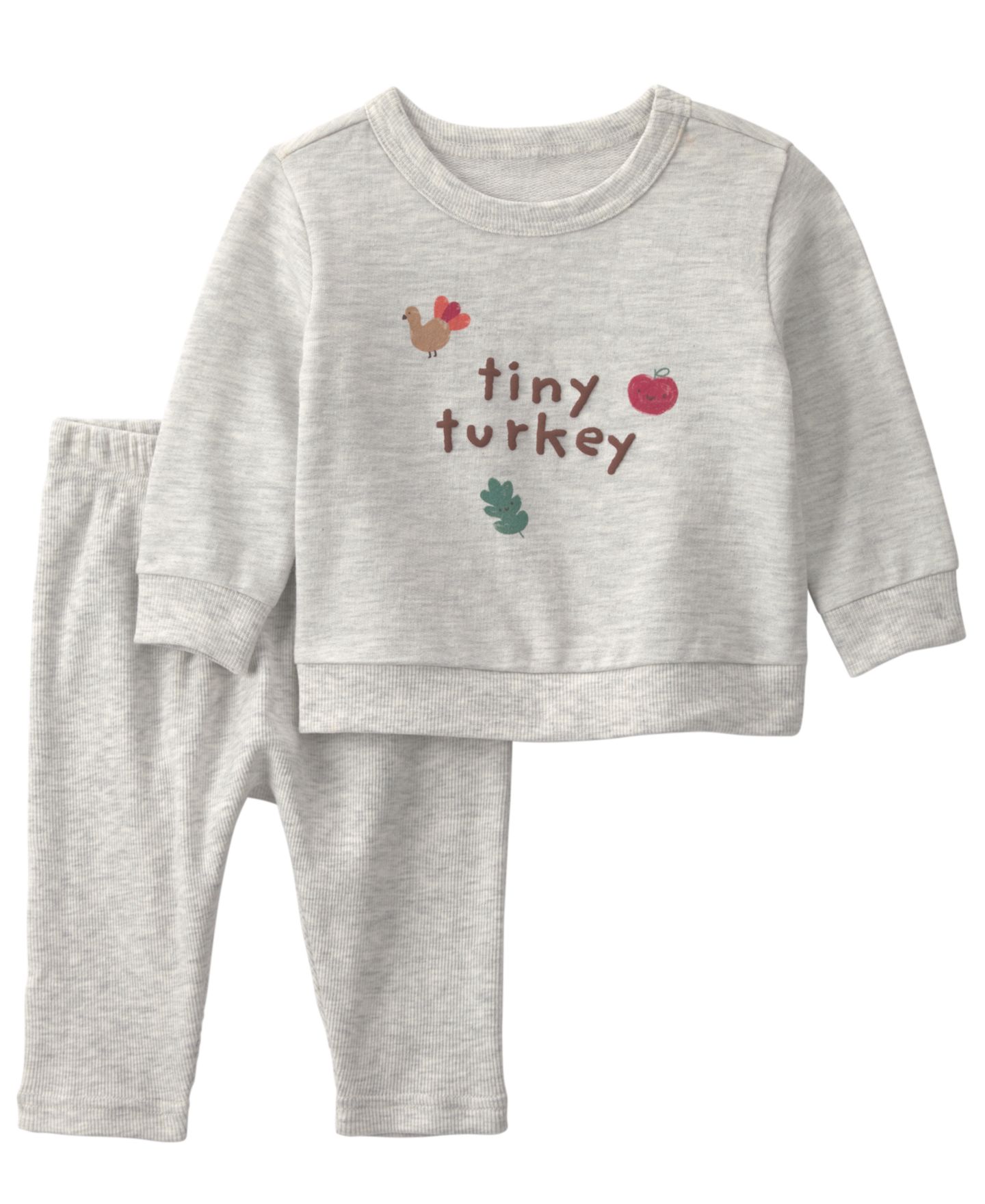 Детский комплект Carter's Tiny Turkey: топ из футера и брюки, 2 предмета, цвет: Серый — фото 1