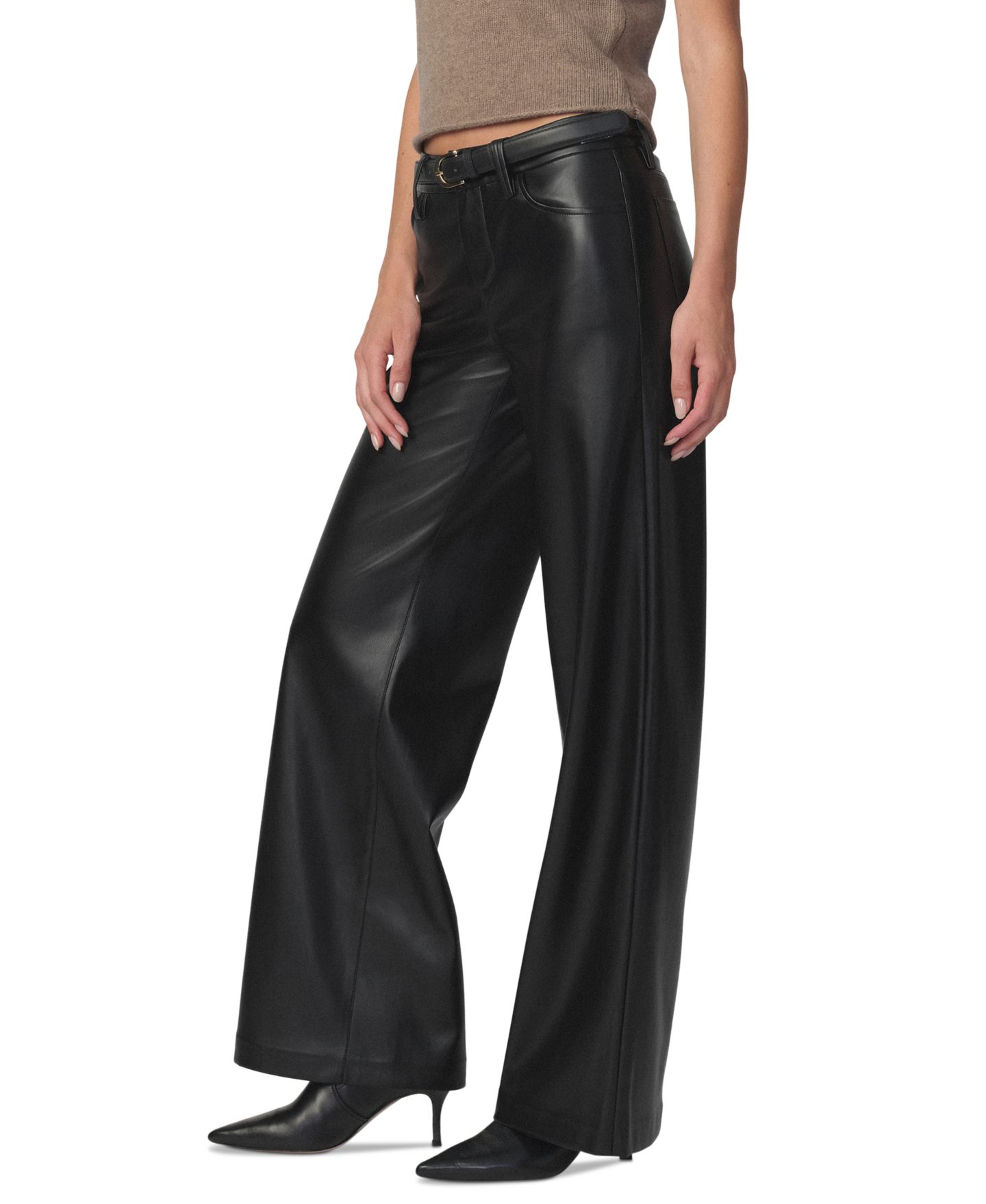 Женские брюки Joe's Jeans Lou Lou Faux Leather Wide-Leg, цвет: Чёрный — фото 2