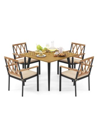 5 Pieces Patio Dining Set Outdoor Dining Table and Chairs with  Cushions