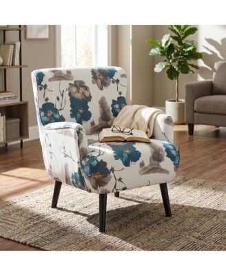 Modern Upholstered Accent Armchair with Rubber Wood Legs