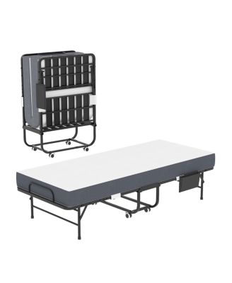  75" Folding Bed with 5" Memory Foam Mattress, Heavy-Duty Rollaway Guest Bed