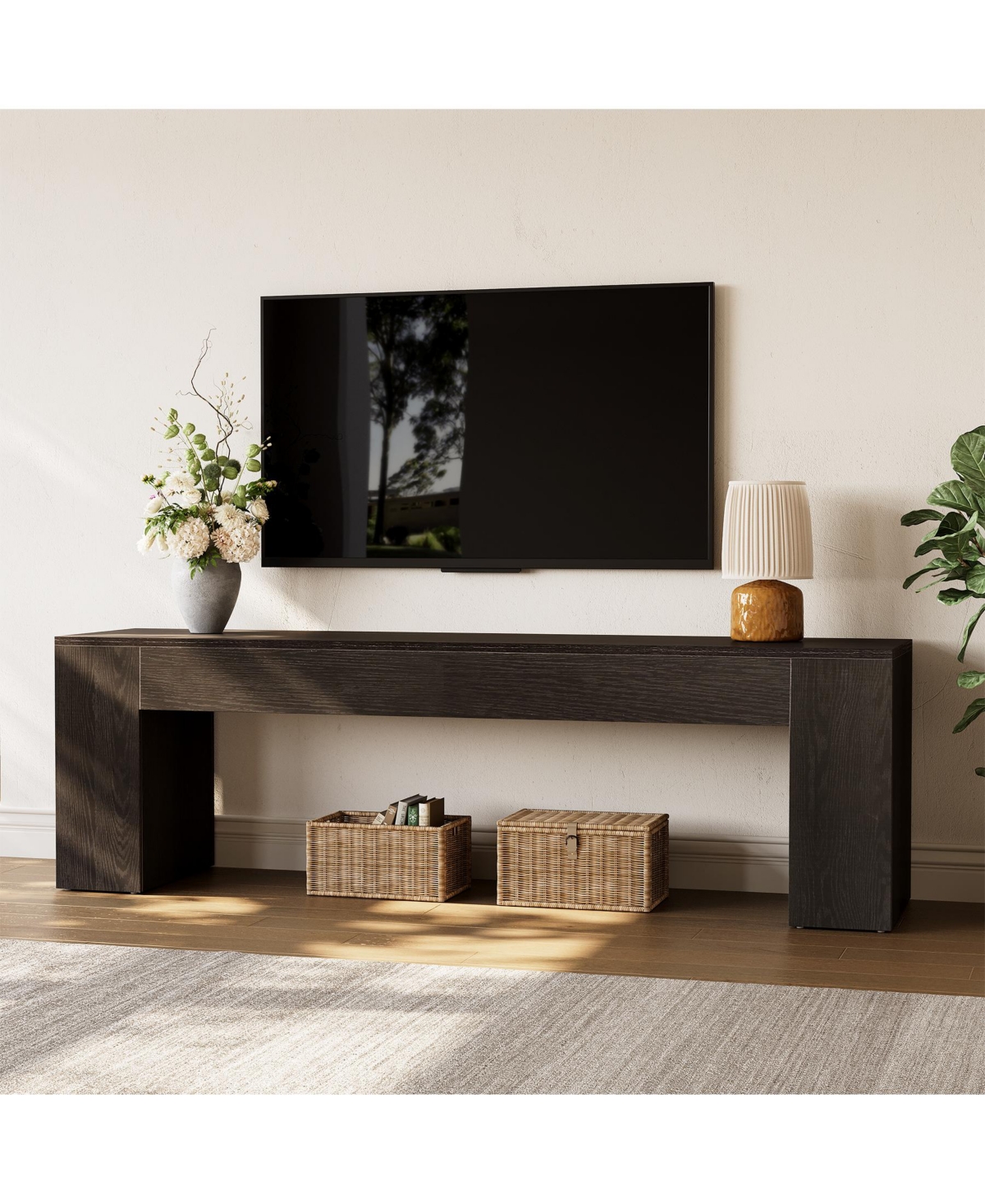 Tribesigns 70.8" Tv Stand, Wooden Entertainment Center, Low Console Table for TVs Up to 80", Modern Chic Center