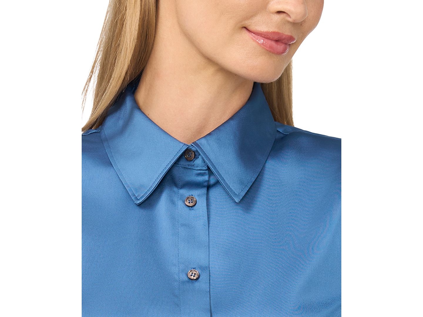 Женская блузка CeCe Collared Balloon 3/4-Sleeve Button-Front Blouse, цвет: Синий мглистый — фото 3