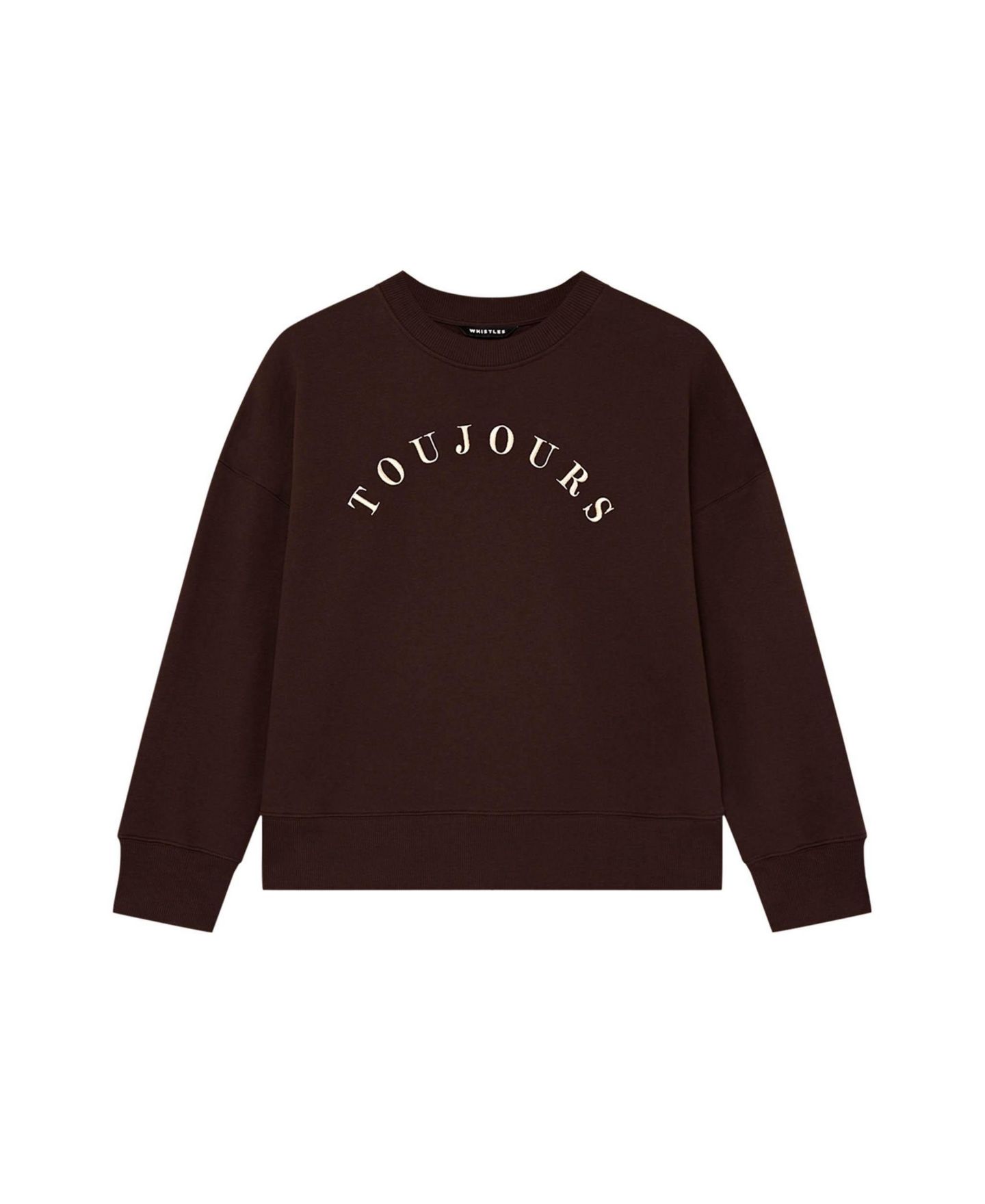 Женская толстовка Whistles Toujours Logo Relaxed-Fit Crewneck, цвет: Шоколадный — фото 2