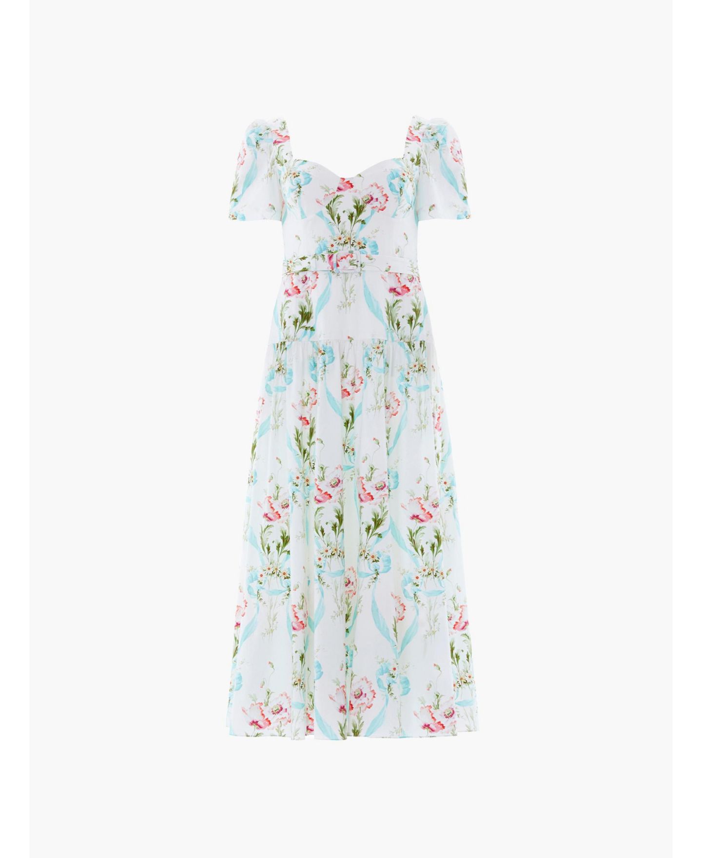 Женское платье Needle & Thread Floral Sweetheart Fit & Flare, цвет: Оптический белый / Синий — фото 2
