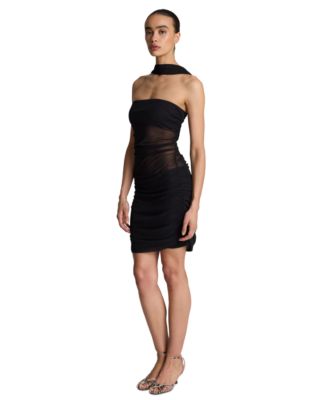 Women's Scarf Illusion Halter Neck Mini Dress