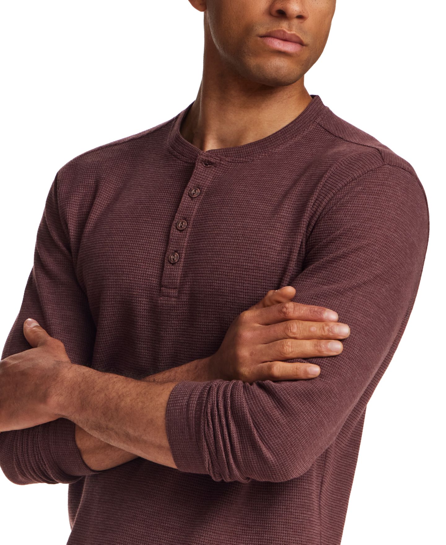 Мужская футболка Weatherproof Vintage Variegated Microstripe Waffle Henley, цвет: Кирпичный — фото 4