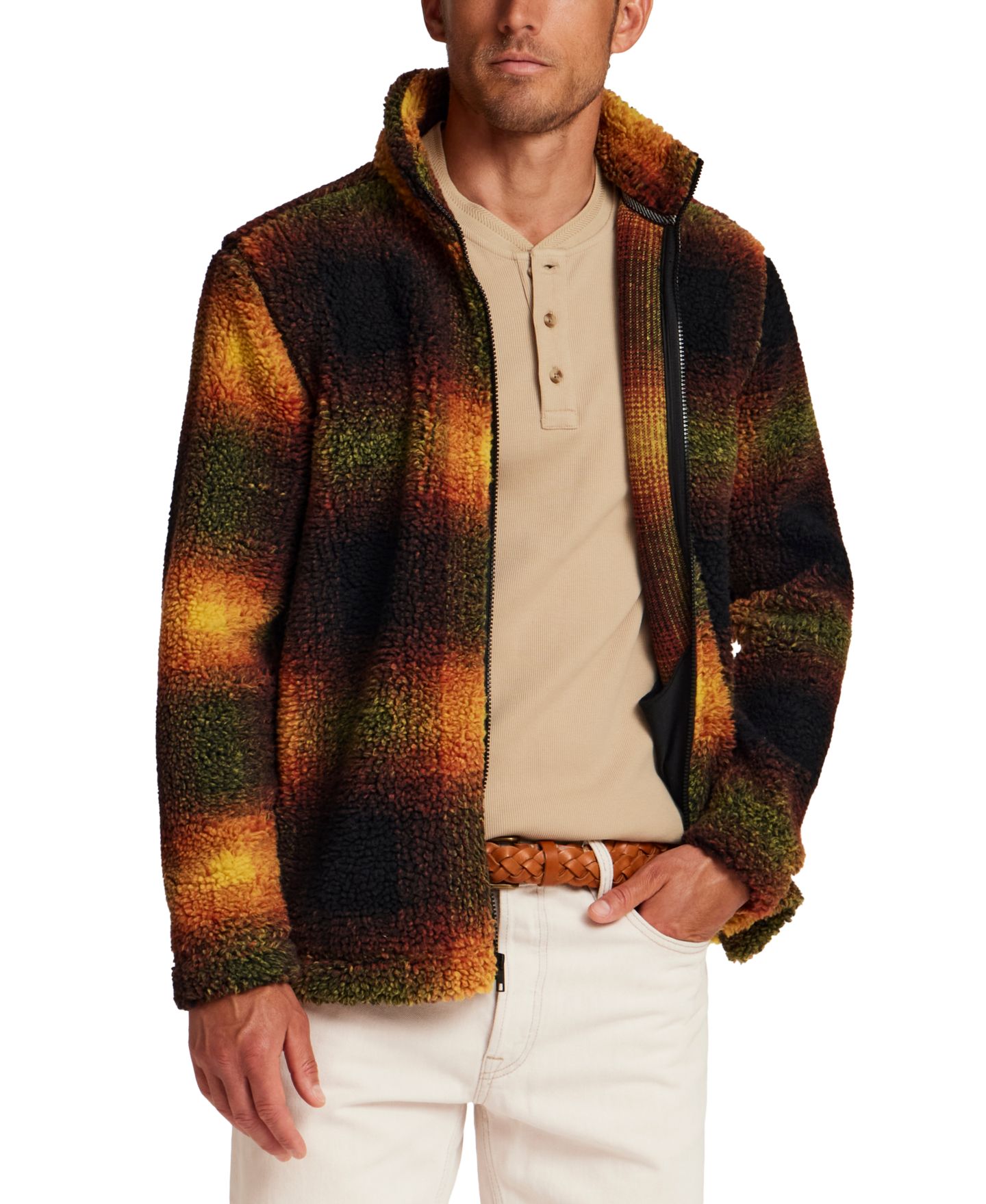 Мужская куртка Weatherproof Vintage Print Berber Fleece, цвет: Закатный — фото 2