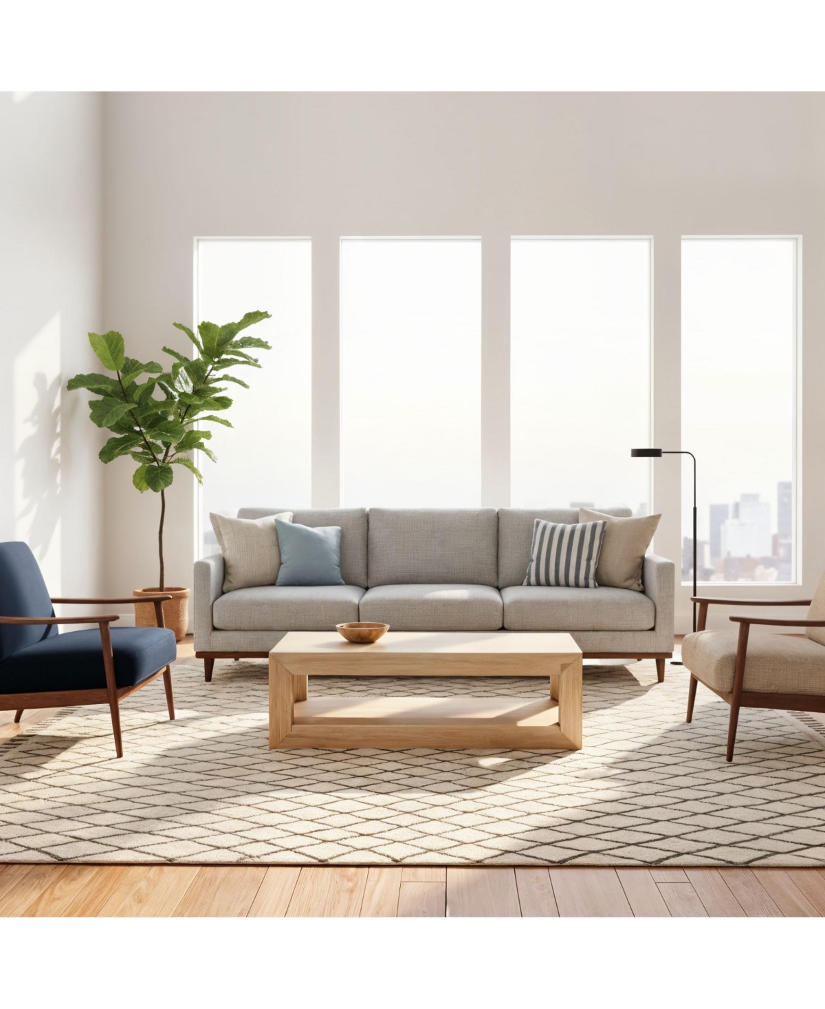 Sunset Living Furniture Modern Rectangular Coffee Table with Bottom Shelf