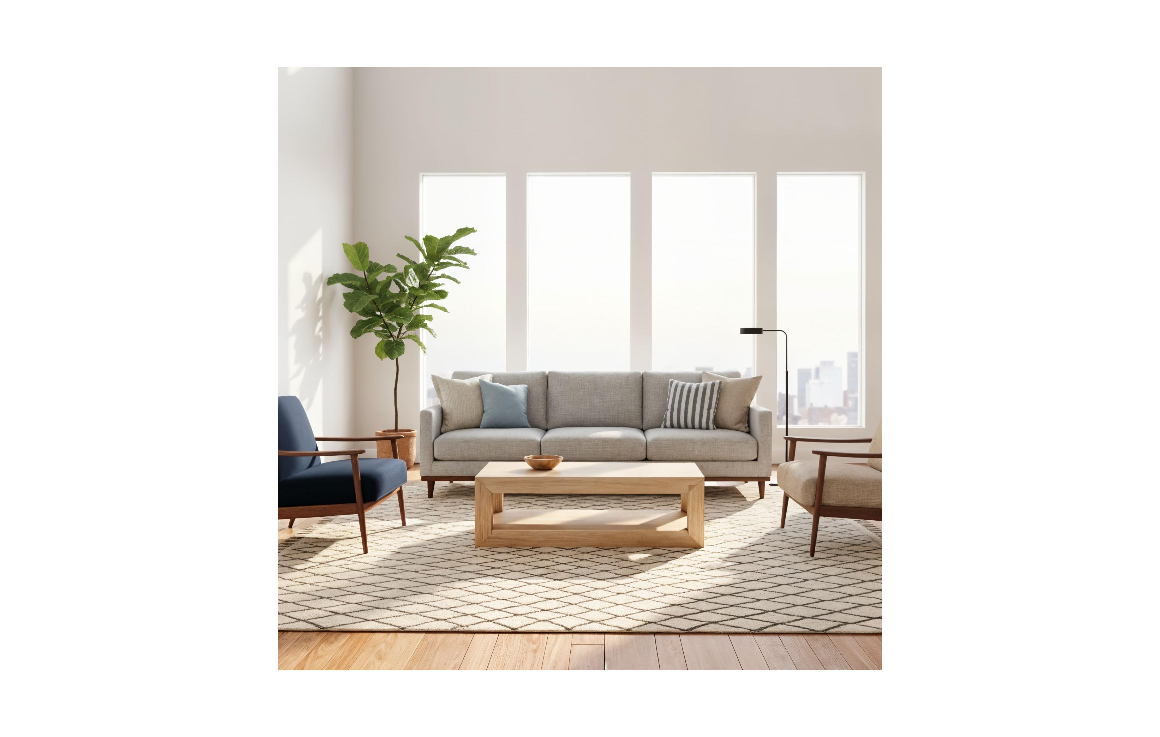 Sunset Living Furniture Modern Rectangular Coffee Table with Bottom Shelf