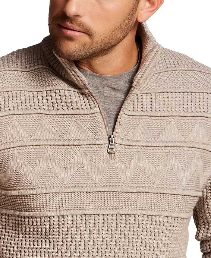 Men's Textured Zig Zag Yoke Quarter-Zip Sweater - thumbnail 5