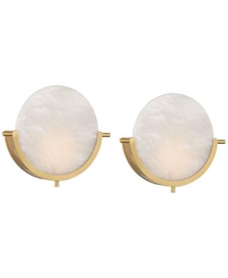 Barranco 9 1/2" High Warm Gold Alabaster LED Wall Sconce Set of 2