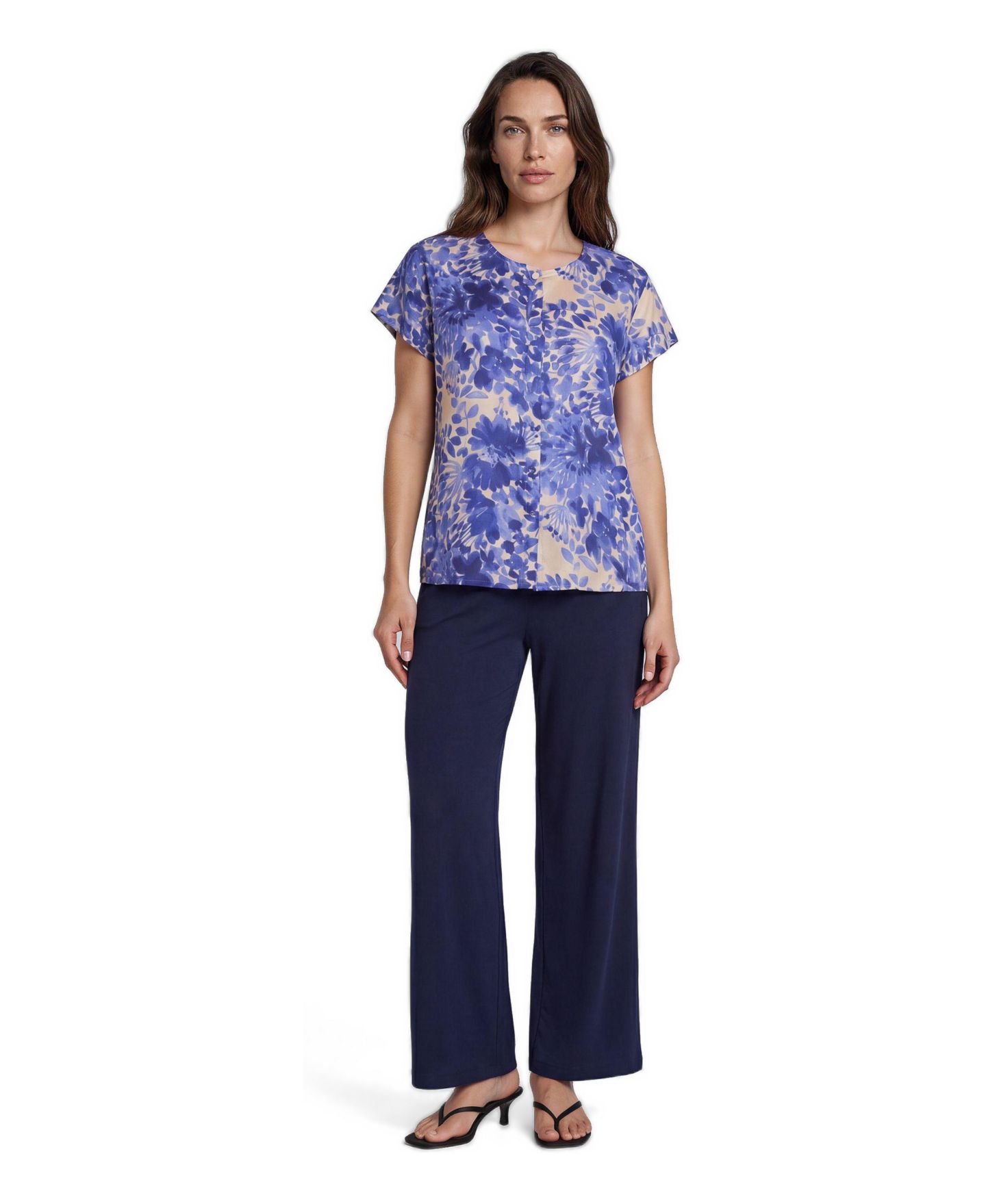 Женская блузка Masai Copenhagen Mala Floral Short-Sleeve Pull-On, цвет: Синий — фото 2
