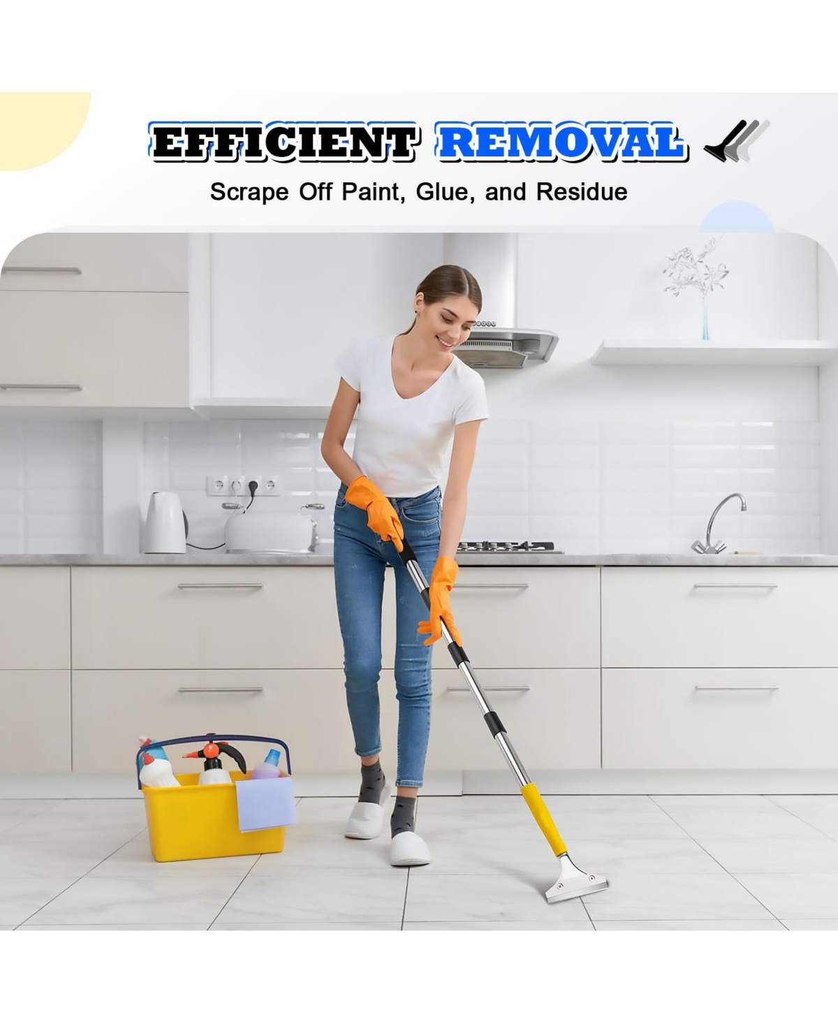 Xdovet Scraper Tool Long Handle Heavy Duty Window Tile Ceiling Cleaning
