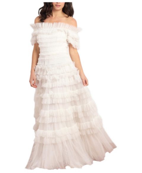 Женское платье Needle & Thread Lisette Ruffle Off Shoulder Gown, цвет: Белый