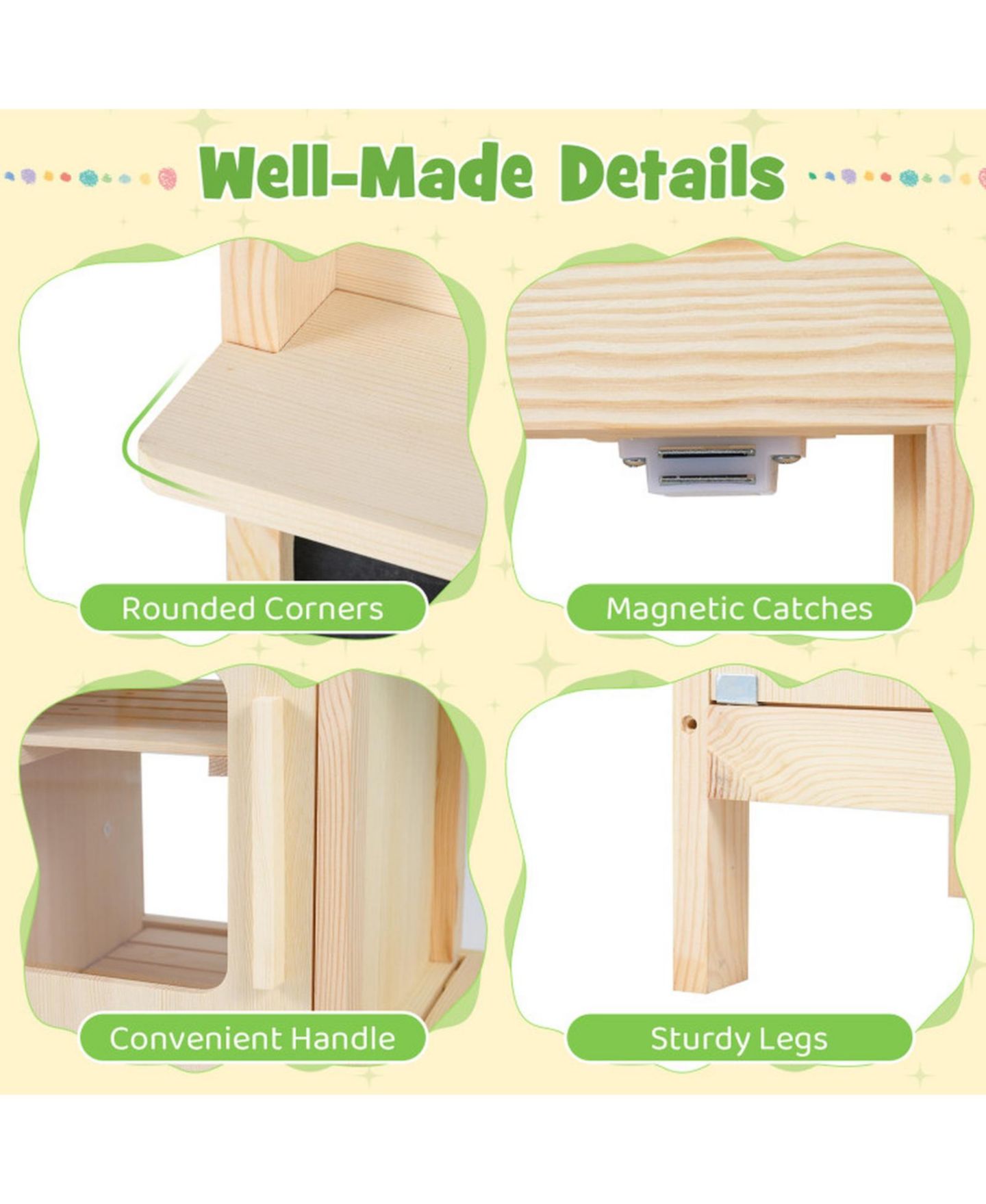 Детские игрушки HONGGE Mud Kitchen Chalkboard 4-Piece Play Kitchen, Ages 3+, цвет: Светлый сосновый — фото 4