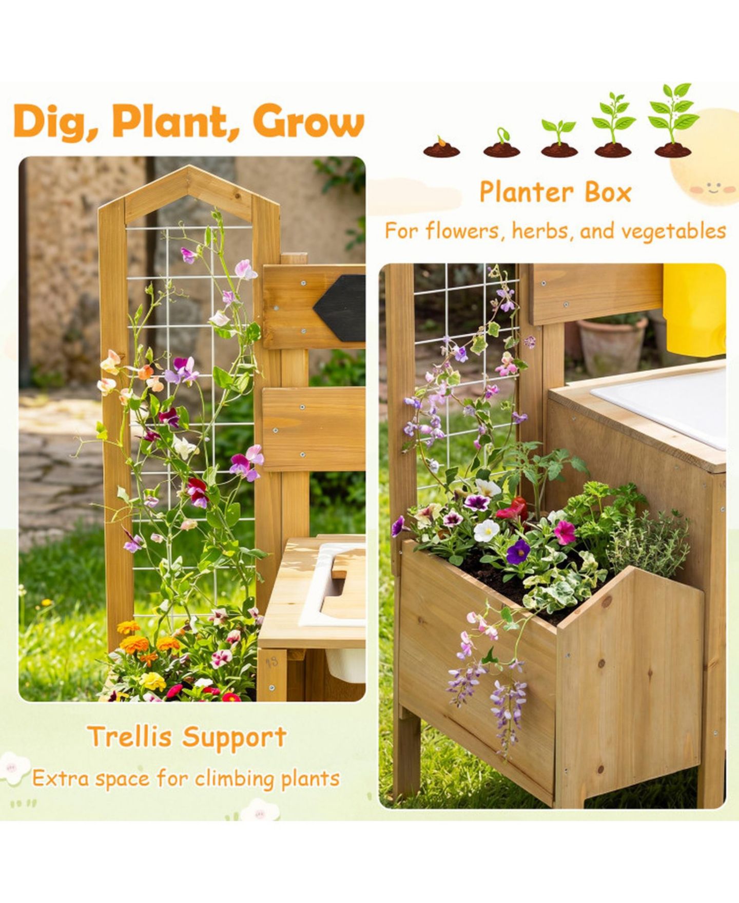 Детские игрушки HONGGE Detachable Bird Cage 7-Piece Mud Kitchen, Ages 3+, цвет: Натуральный — фото 9