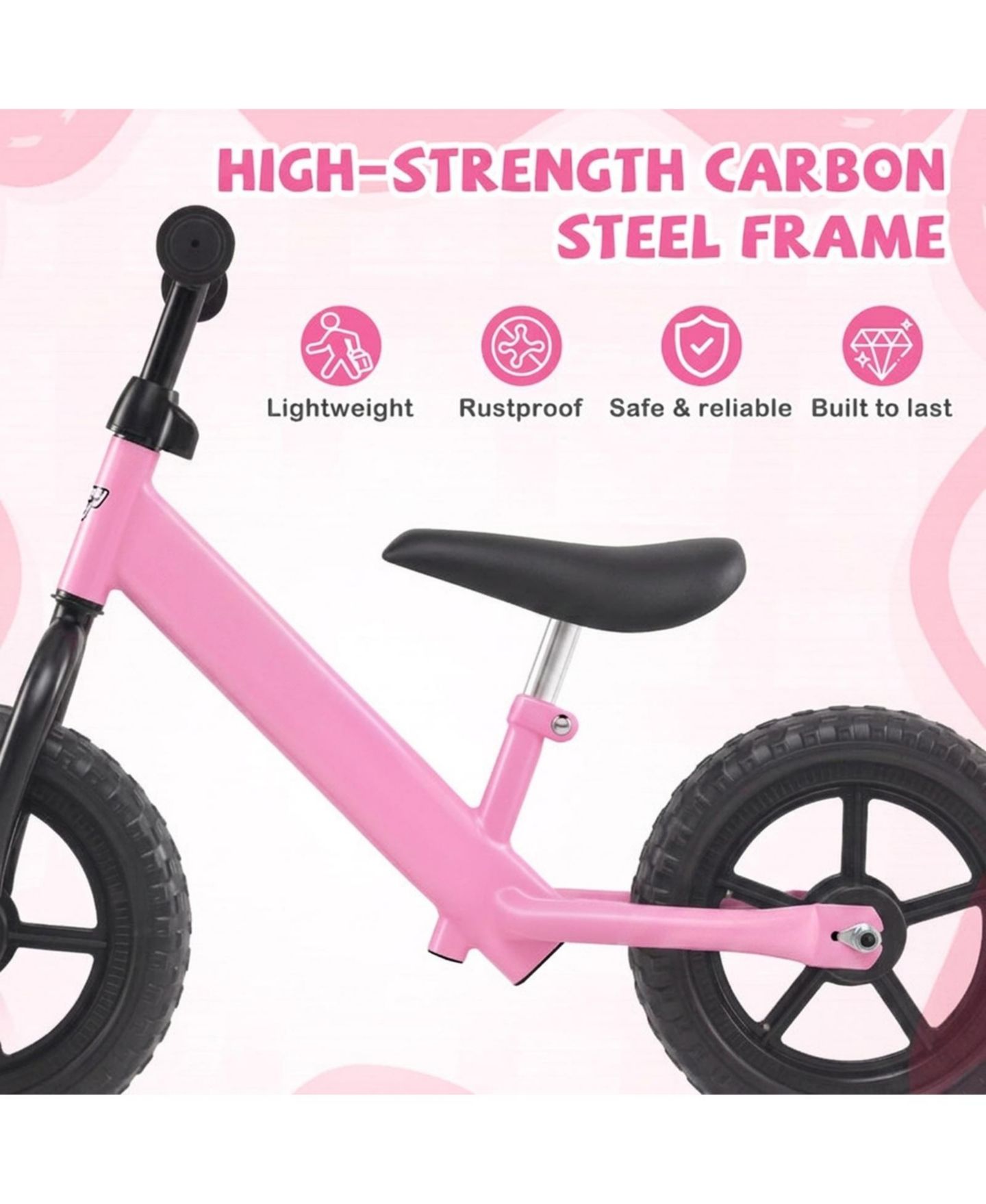 Детская игрушка HONGGE Lightweight Toddler Balance Bike with 11-Inch Foam Tires, цвет: Розовый — фото 6