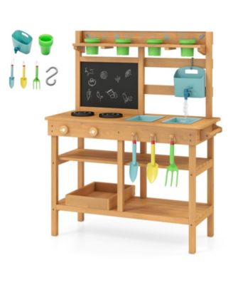 Wooden Outdoor Mud Play Kitchen, Ages 3+