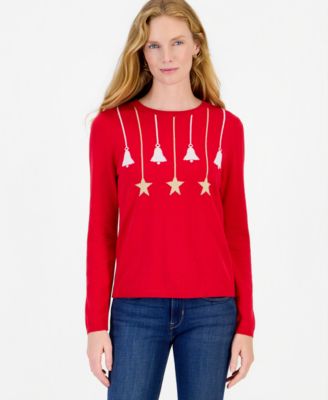 Women's Bells and Stars Holiday Ornament Sweater