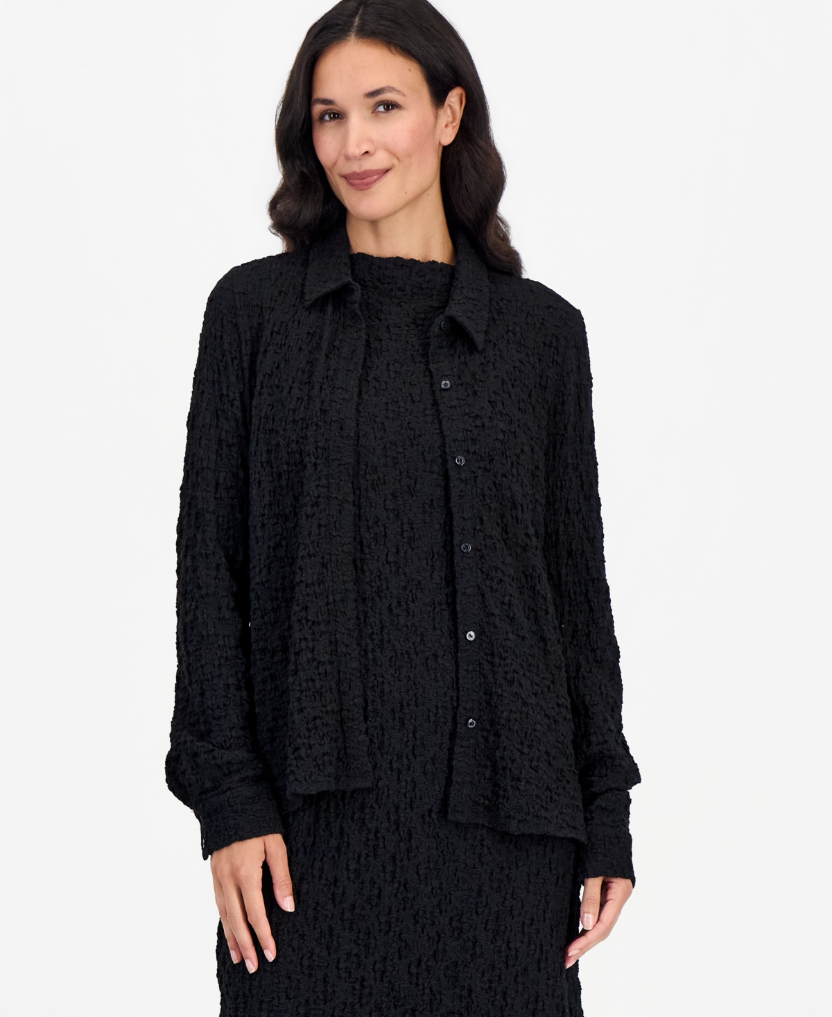 Eileen Fisher Women's Long-Sleeve Classic Collar Slim Blouse