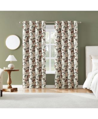 Audrey Abstract Floral 100percentage  Blackout Grommet Curtain Panel