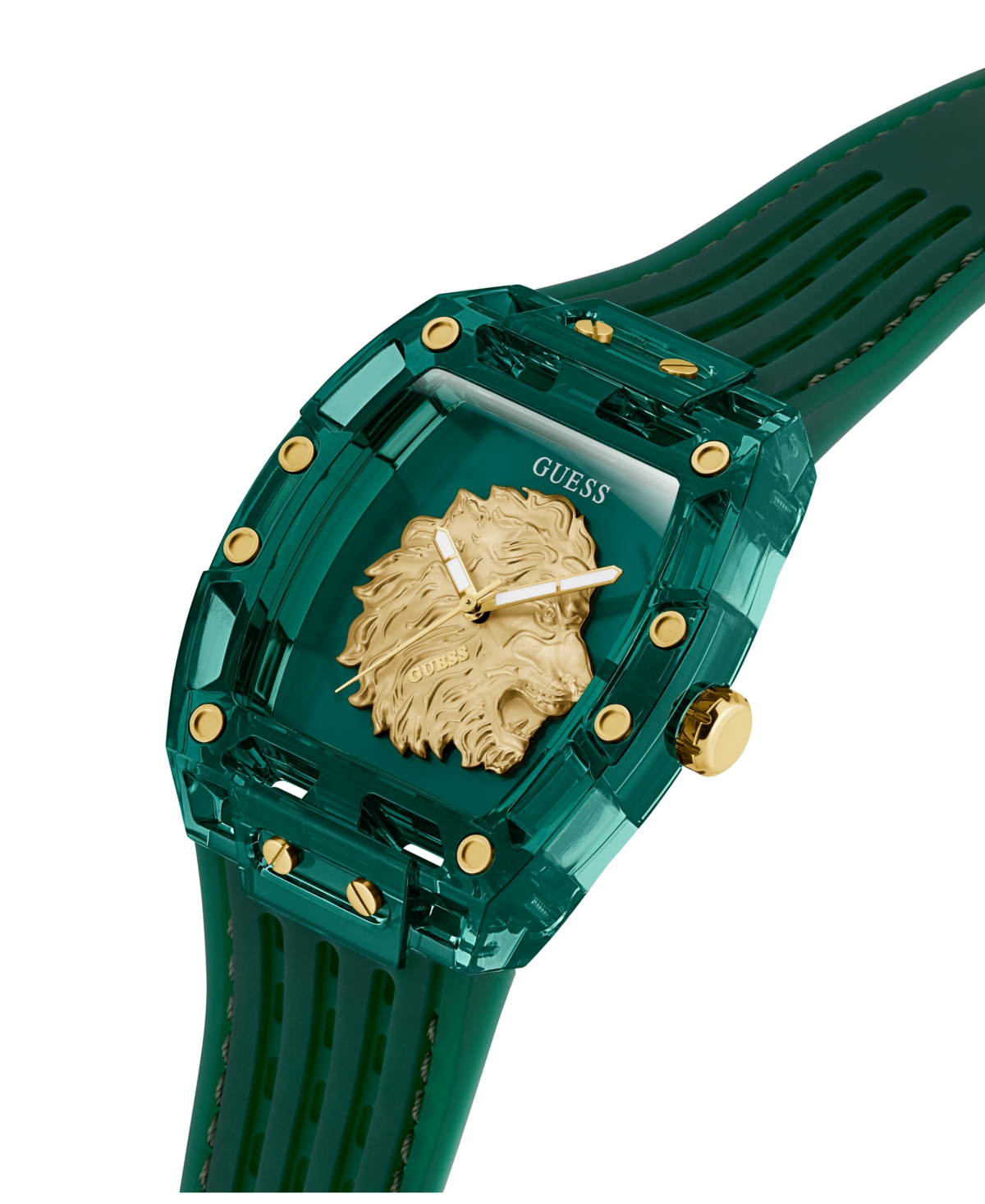 Guess Men's Quartz Green Silicone Watch 42mm