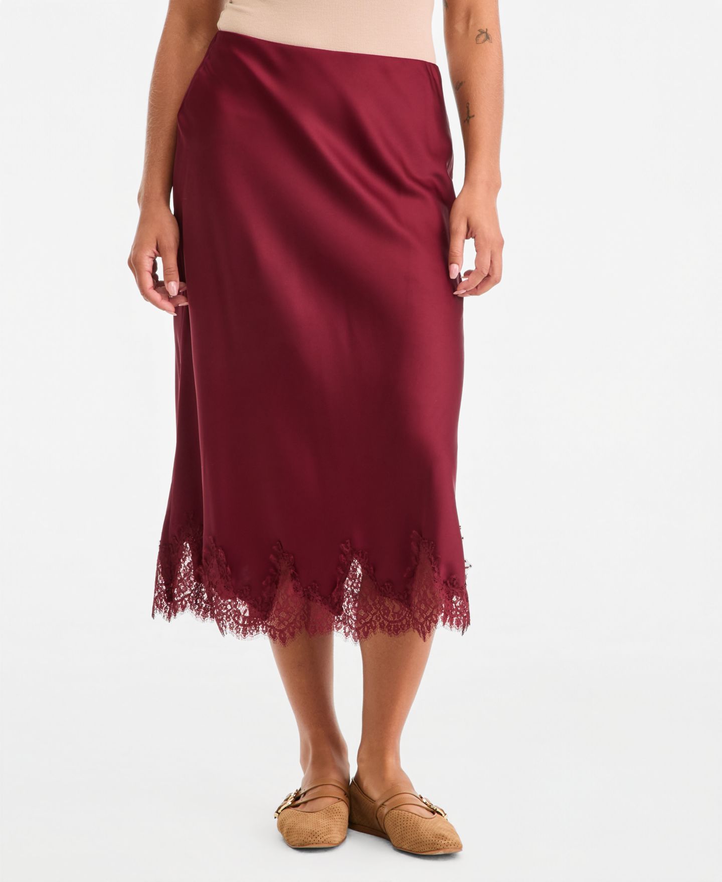 Женская юбка On 34th High-Waisted Midi Lace-Trim, цвет: Тёмный ржавый — фото 3