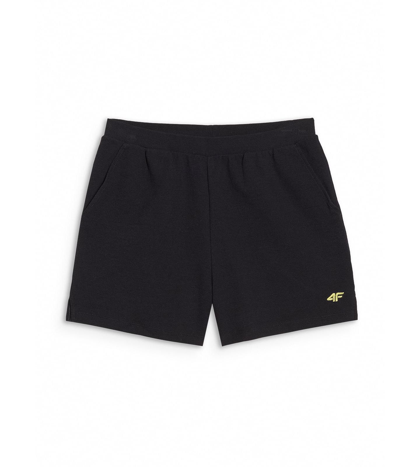 Женские шорты 4F Waffle Knit Short Sweatpants Regular Fit, цвет: Глубокий чёрный — фото 6