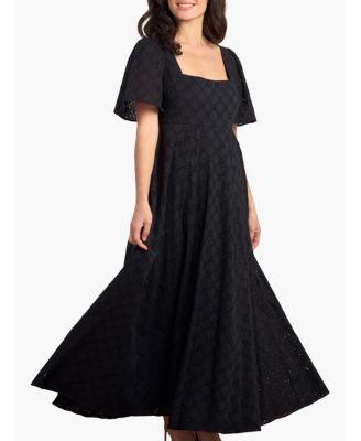 Women's Marisol Square-Neck Short-Sleeve Cotton Broderie Gown
