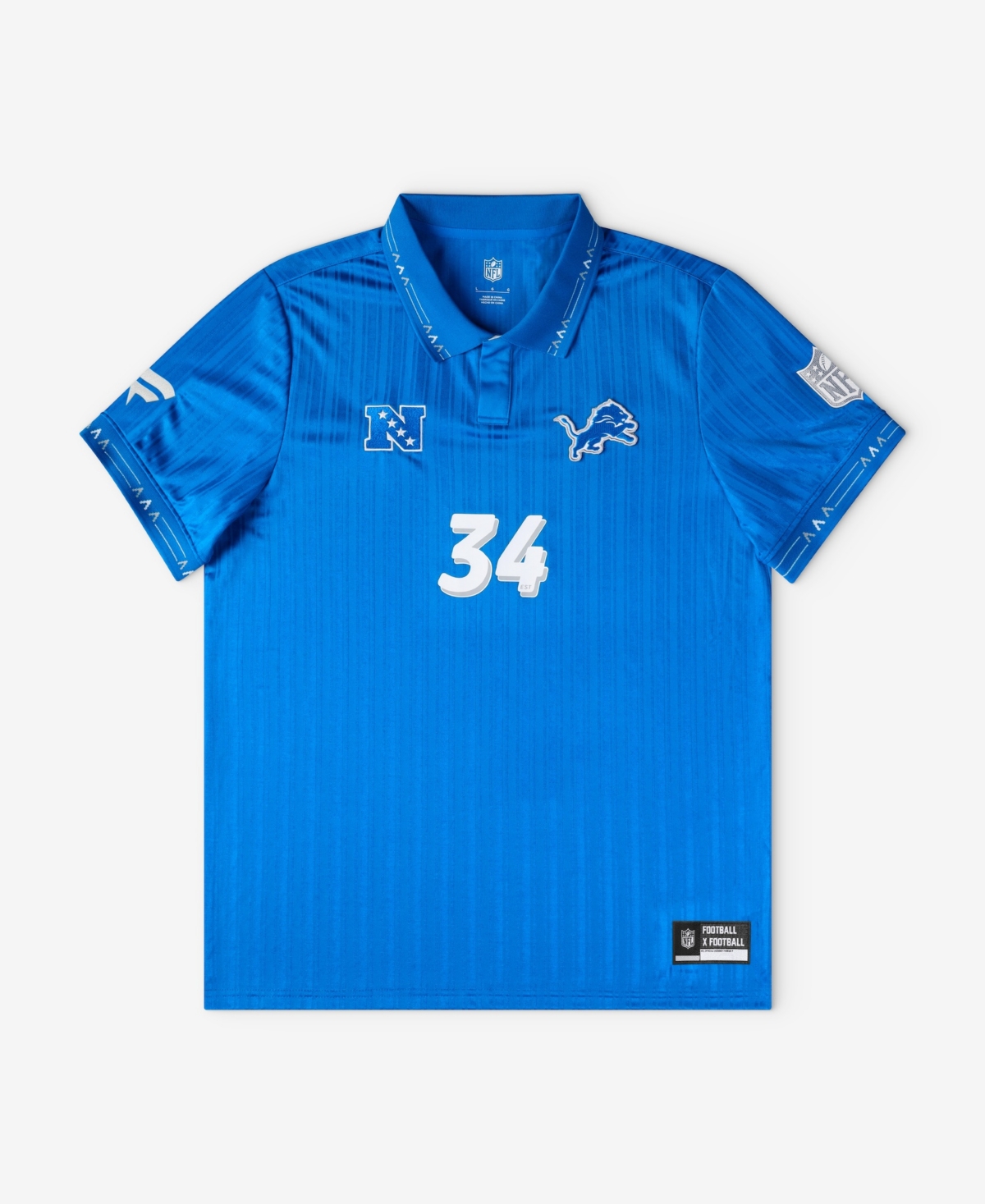 Fanatics Big Boys and Girls Blue Detroit Lions Football x Football Collared Fan Top - Blue, White