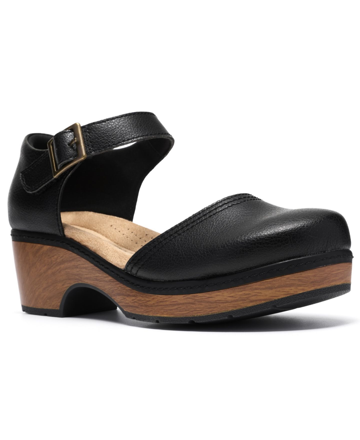 Женские сабо Clarks Paizlee Leah Buckle, цвет: Чёрный кожаный — фото 1