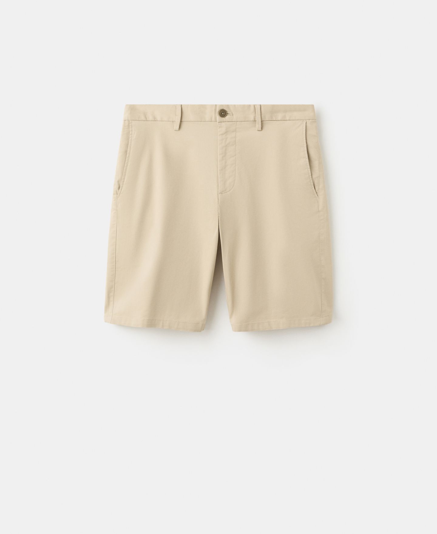 Мужские шорты MANGO Slim-Fit Chino Cotton 10.12" Bermuda, цвет: Бежевый — фото 2