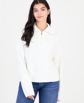 Juniors' Quarter-Zip Mock Neck Pullover
