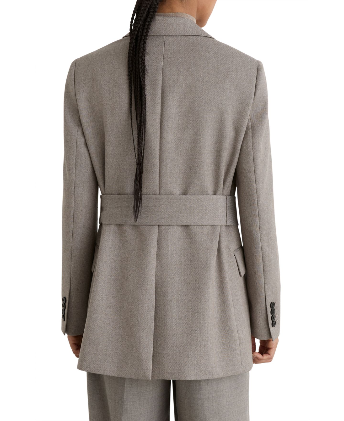 Женский пиджак REISS Briony Wool-Blend Belted Single-Breasted Blazer, цвет: Серый — фото 2