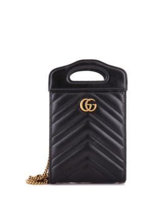 Mini GG Marmont Top Handle Convertible Chain Tote Matelasse Leather