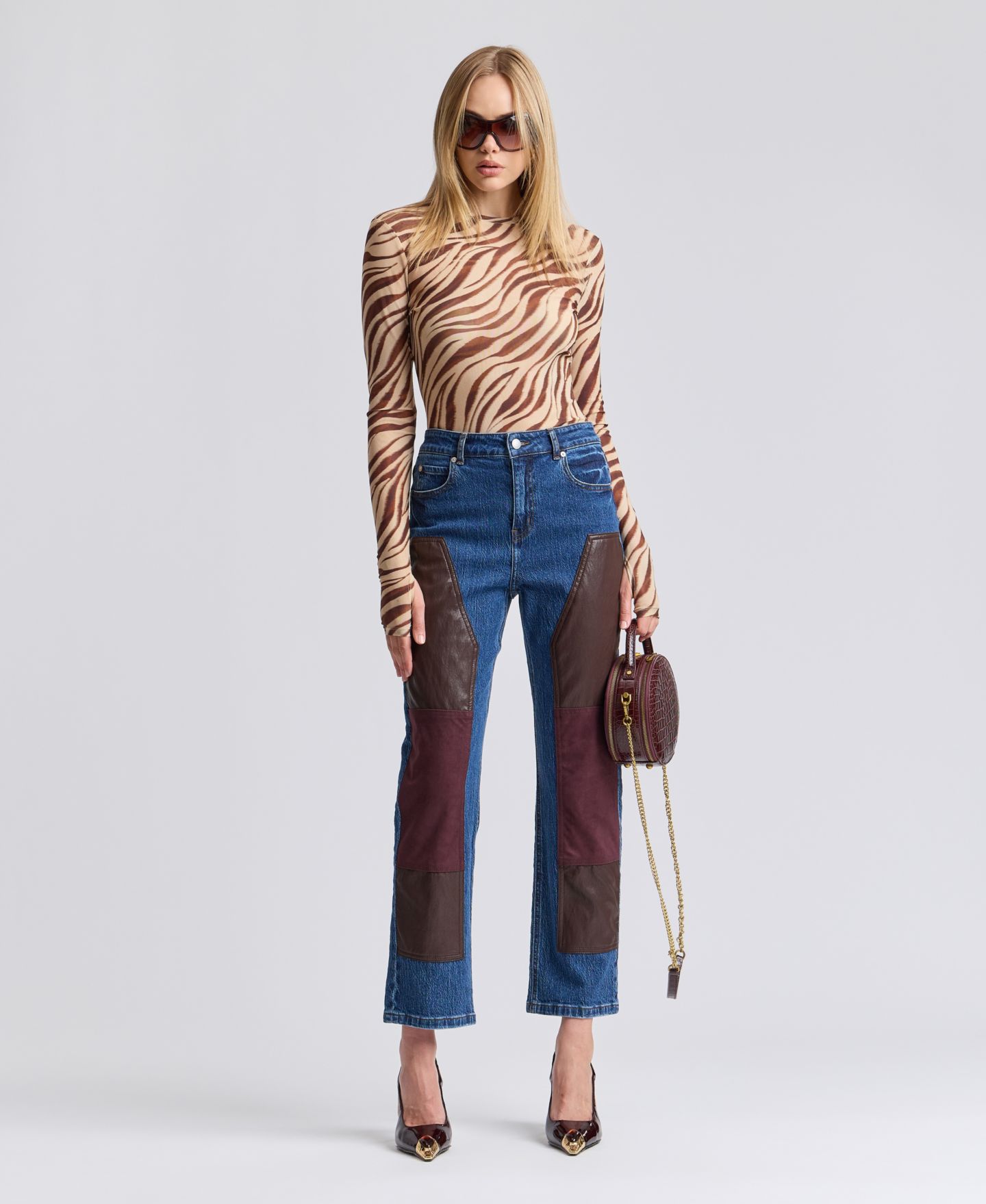 Женские джинсы Avec Les Filles Carpenter Colorblock Straight-Leg, цвет: Варёный — фото 2