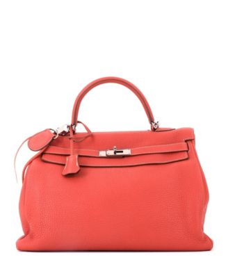 Kelly 35 Handbag Orange Togo with Palladium Hardware