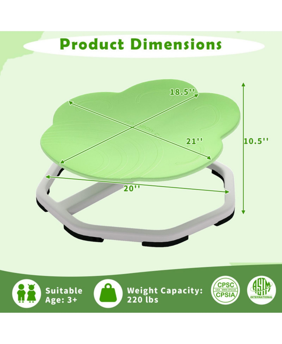 Hongge Kids Sensory Swivel Chair with Non-Slip Metal Base